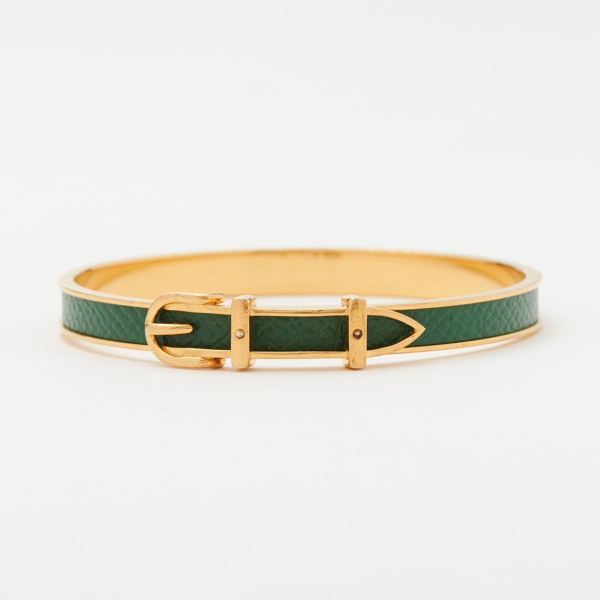 エルメス バングル グリーン×ゴールド HERMES/エルメス】ベルトモチーフ ヴィンテージ バングル
