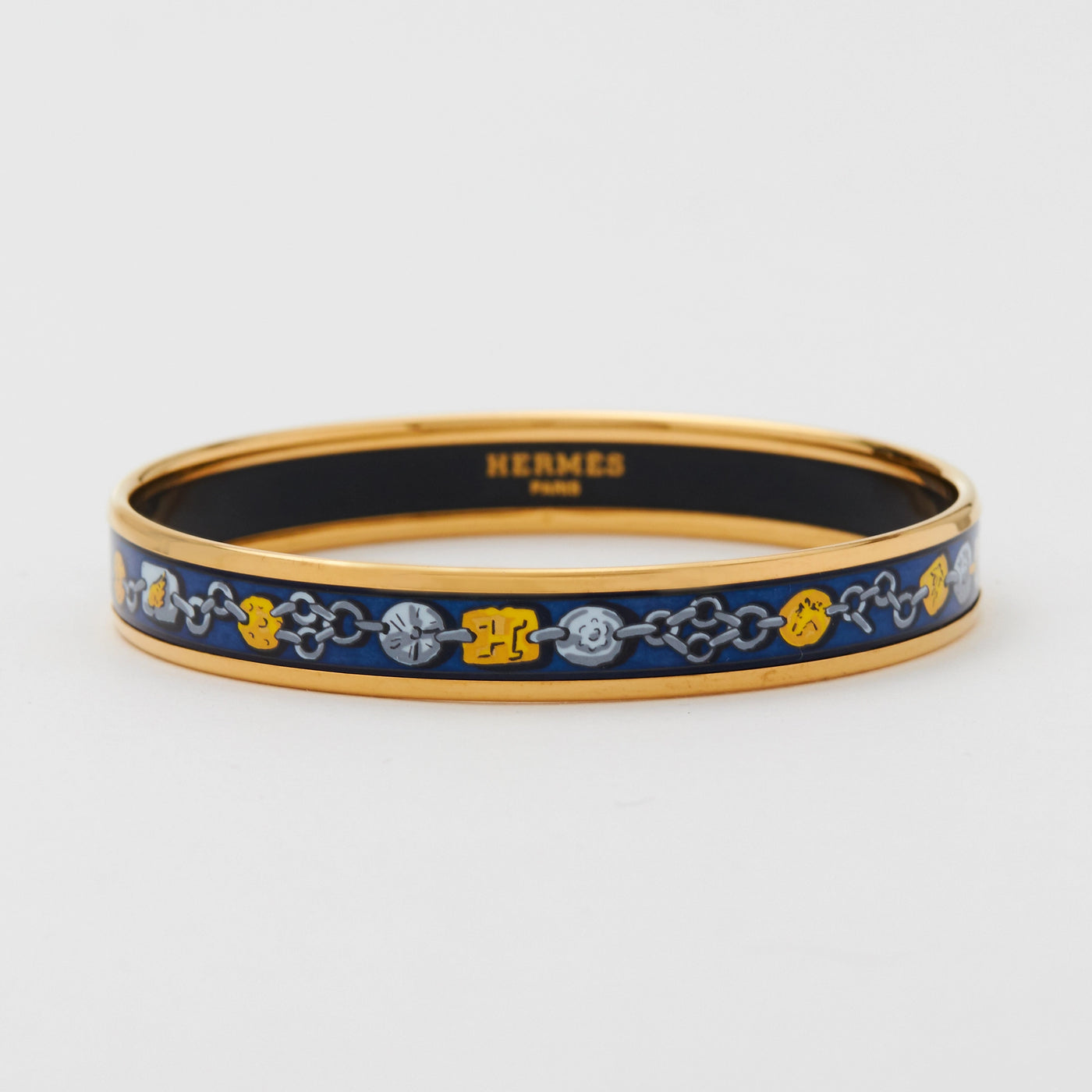 HERMES/エルメス】エマイユ 七宝焼き バングル ゴールド×ブルー 箱付き HERMES/エルメス】エマイユ 七宝焼き バングル ゴールド×ブルー 箱付き