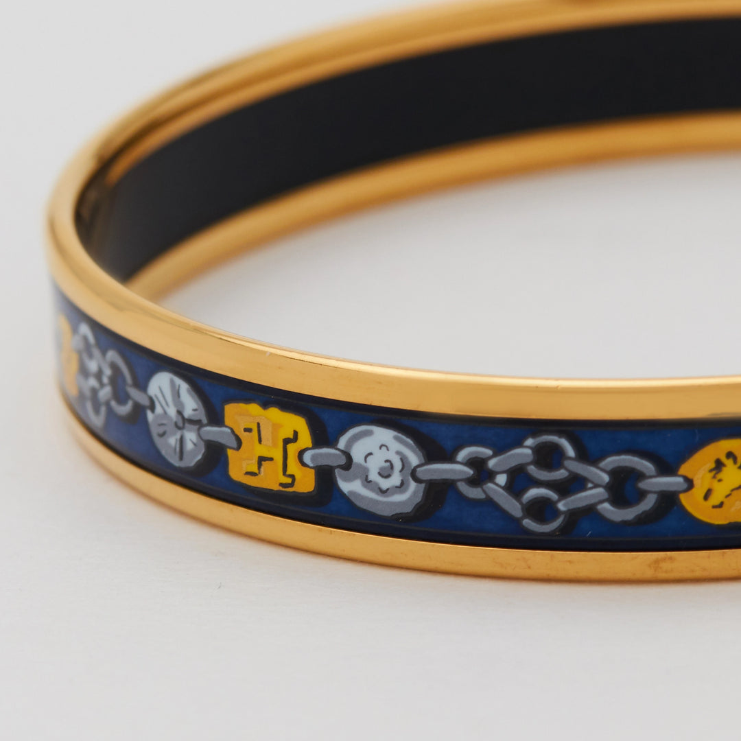 HERMES/エルメス】エマイユ 七宝焼き バングル ゴールド×ブルー 箱付き HERMES/エルメス】エマイユ 七宝焼き バングル ゴールド×ブルー 箱付き