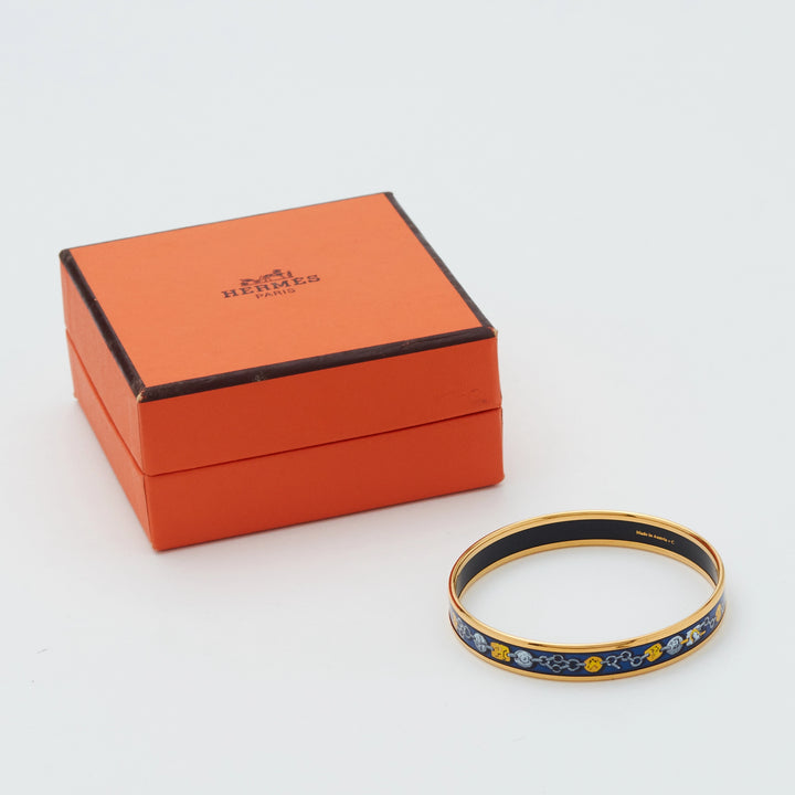 HERMES/エルメス】エマイユ 七宝焼き バングル ゴールド×ブルー 箱付き