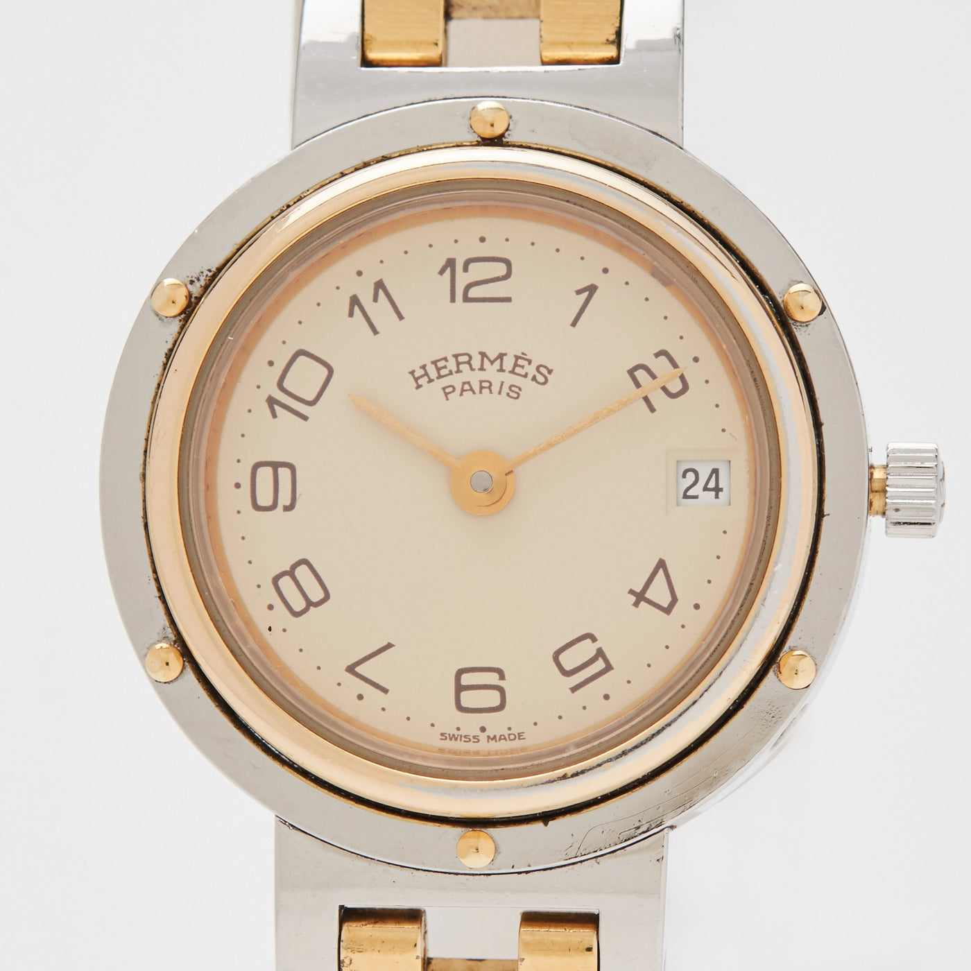 43-1☆美品☆ HERMES クリッパー アイボリー 腕時計 付属【中古 43-1☆美品☆ HERMES クリッパー アイボリー 腕時計 付属【中古