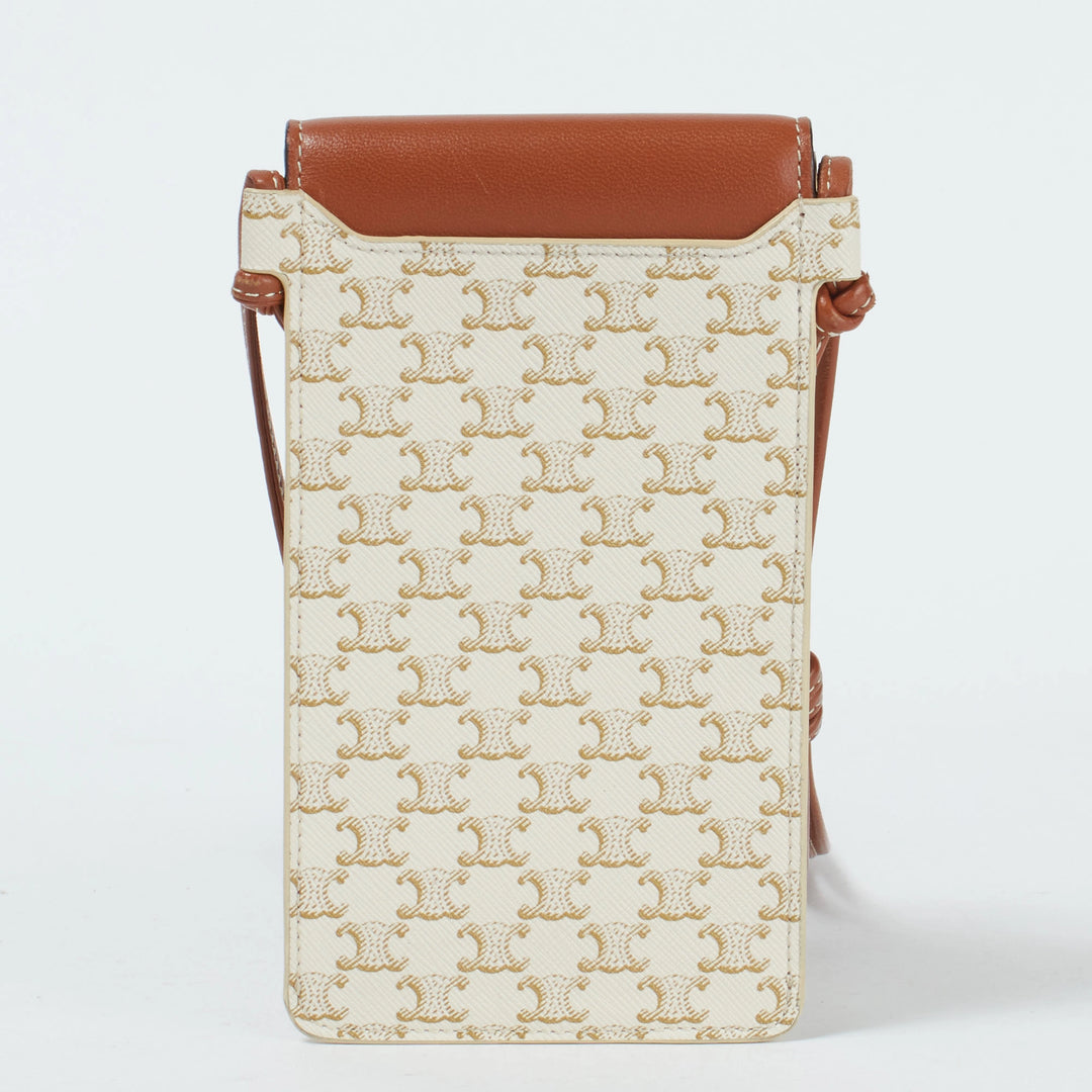 CELINE/セリーヌ】ホワイト トリオンフ柄 レザー スマホ CELINE/セリーヌ】ホワイト トリオンフ柄 レザー スマホ