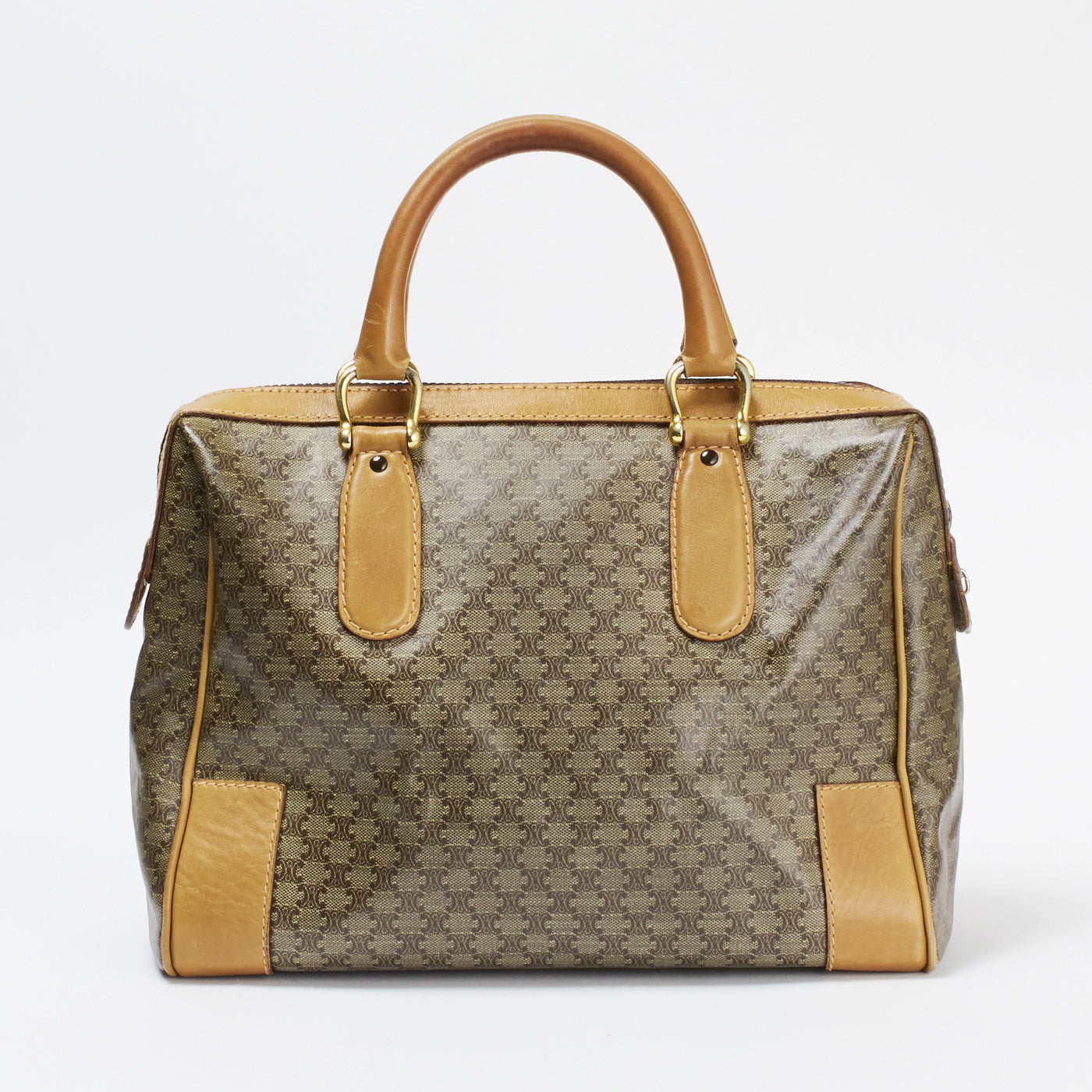 CELINE/セリーヌ】ベージュマカダム トリオンフ ハンドバッグ/ボストン CELINE/セリーヌ】ベージュマカダム トリオンフ ハンドバッグ/ボストン