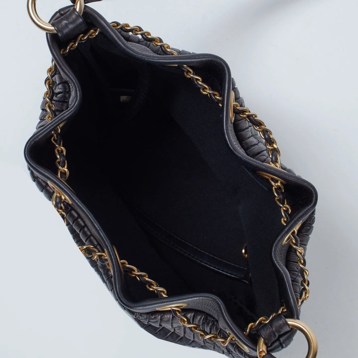 CHANEL/シャネル】巾着型 レザーショルダーバッグ ブラック|ヴァル CHANEL/シャネル】巾着型 レザーショルダーバッグ ブラック|ヴァル