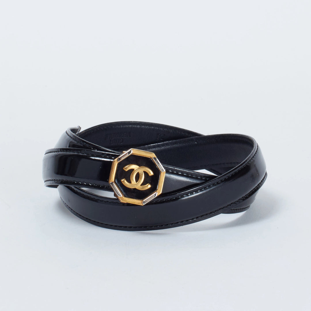 【正規店購入】シャネル　デカココマーク　皮ベルト　CHANEL　ベルト　エナメル 正規店購入】シャネル デカココマーク 皮ベルト CHANEL ベルト