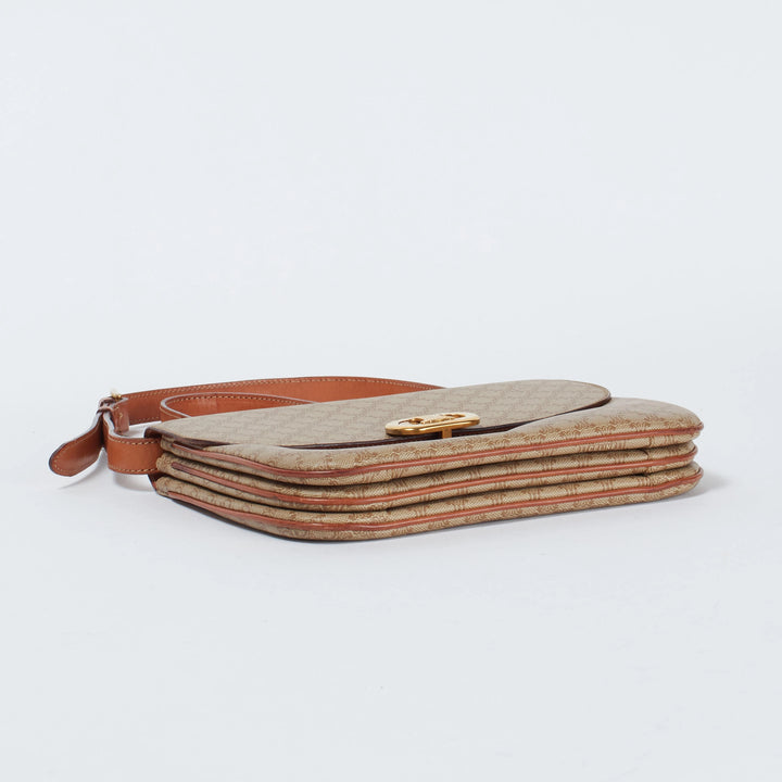 CELINE/セリーヌ】マカダム トリオンフ金具 ショルダーバッグ キャメル