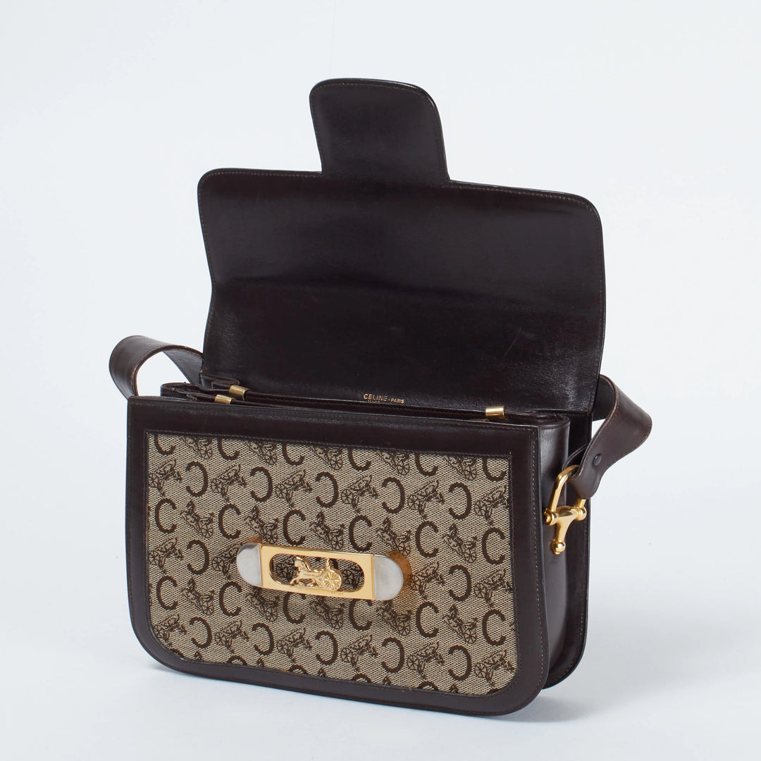 CELINE】ショルダーバッグ Cマカダム柄 キャンバス レザー レッド CELINE】ショルダーバッグ Cマカダム柄 キャンバス レザー レッド