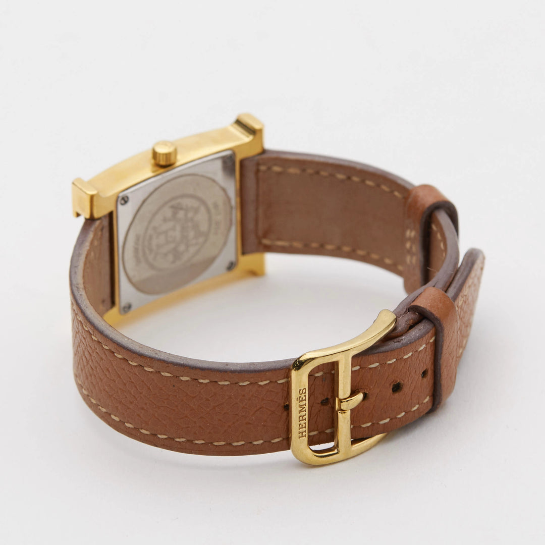 HERMES/エルメス】Hウォッチ ゴールド金具 革ベルト レディース HERMES/エルメス】Hウォッチ ゴールド金具 革ベルト レディース