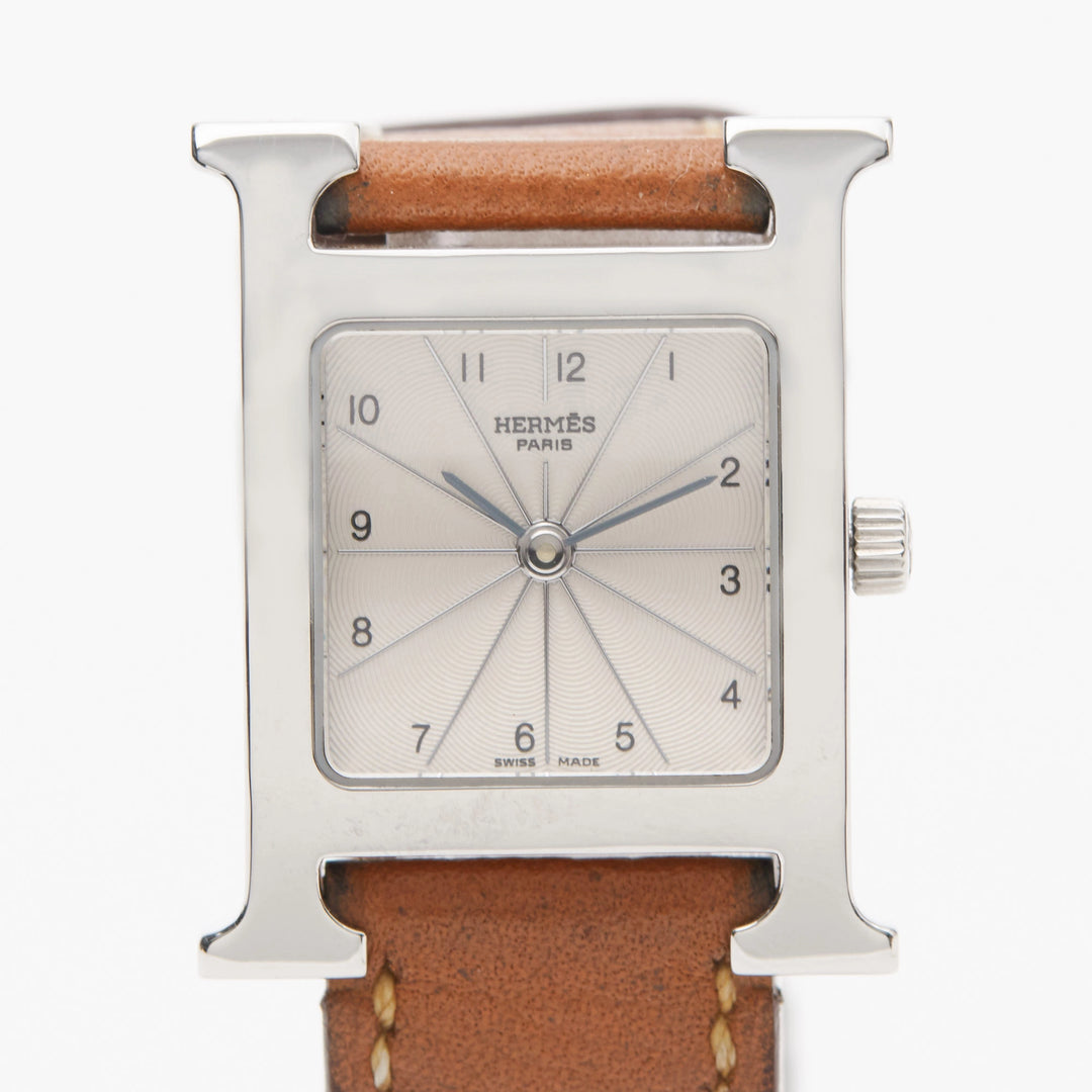 HERMES/エルメス】Hウォッチ シルバー金具 革ベルト レディース腕時計 HERMES/エルメス】Hウォッチ シルバー金具 革ベルト レディース腕時計