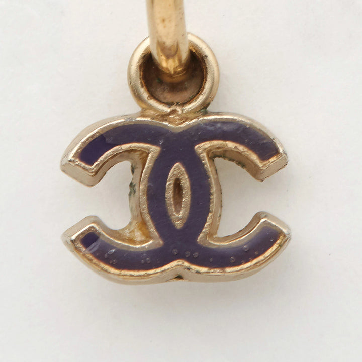 CHANEL/シャネル】ココマーク フープピアス パープル×ゴールド系 CHANEL/シャネル】ココマーク フープピアス パープル×ゴールド系