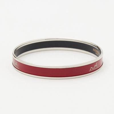 HERMES エマイユ カレーシュ 七宝焼き バングル レッド レッド
