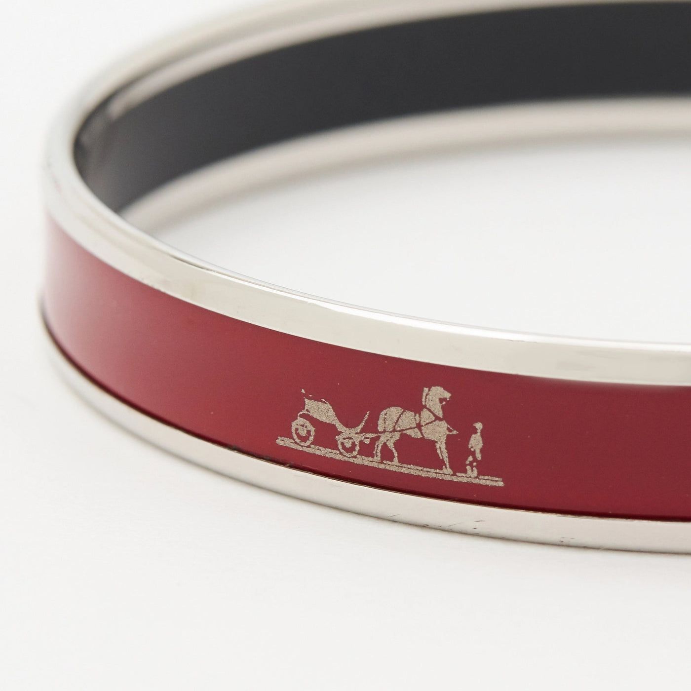 HERMES エマイユ カレーシュ 七宝焼き バングル レッド レッド