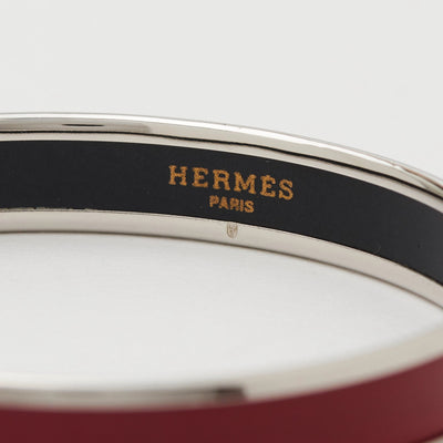 HERMES エマイユ カレーシュ 七宝焼き バングル レッド レッド